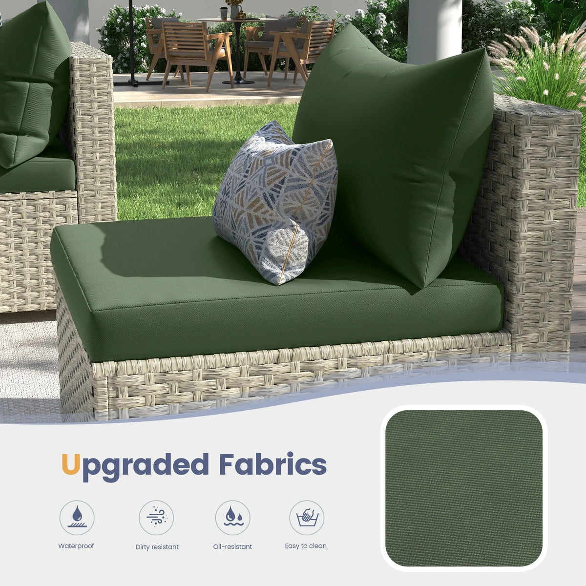 UDPATIO 7 Pieces Outdoor Patio Furniture Set, Outdoor Wicker Patio Conversation Set with Cushions for Backyard, Porch, Garden(Haze Blue)