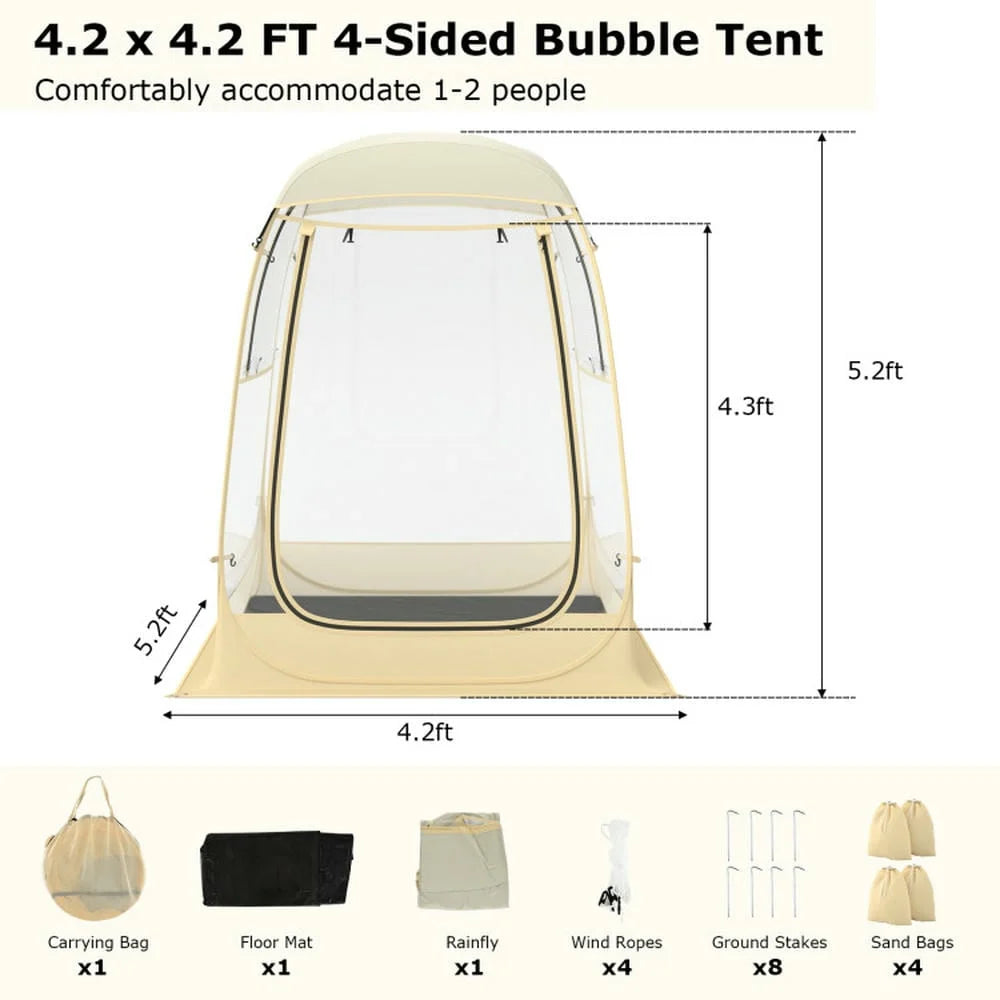Barara King Outdoor Tent,Portable Camping Shelters,Instant Pop up Sports Tent with Carrying Bag and Floor Mat for 1-2/5-6 People-S