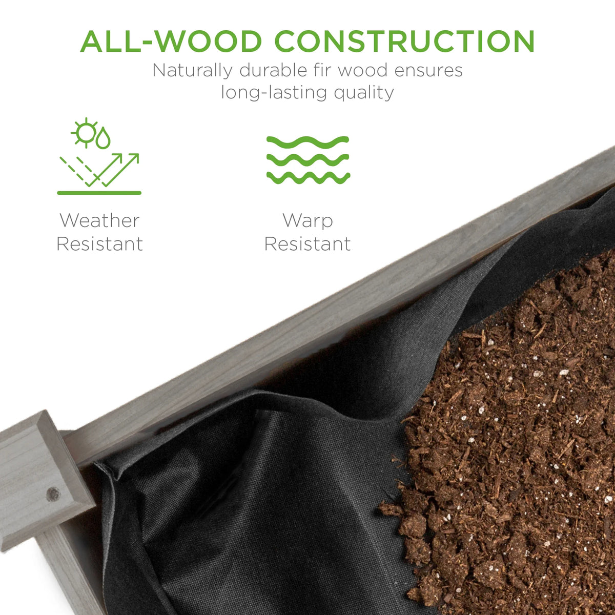 Best Choice Products 48x24x30in Raised Garden Bed, Elevated Wooden Planter for Yard w/ Foot Caps, Liner - Natural