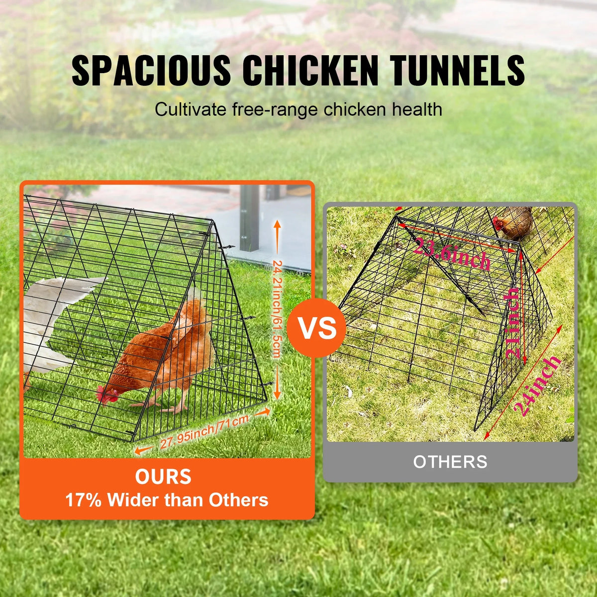 KFFKFF 157.5x39.4x24.2 Inch Chicken Tunnel Portable Outdoor Chicken Tunnel