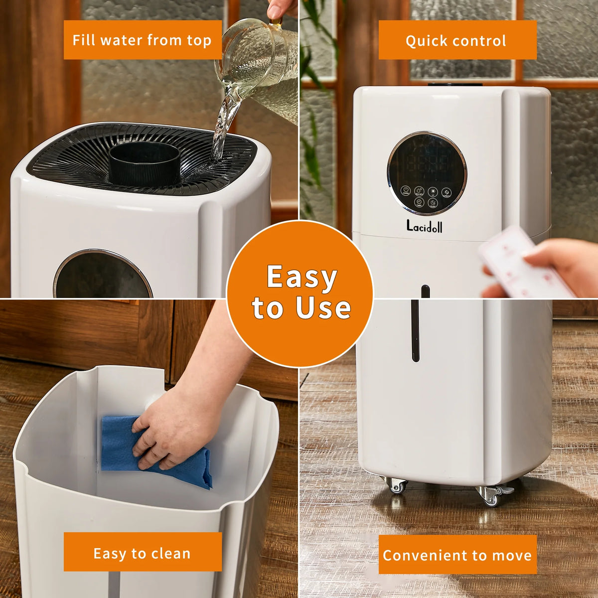 Humidifiers for Large Room Whole House Humidifier for Home 2000 Sq.ft, 5.5Gal Cool Mist Top Fill Floor 21L 2000ML/H Dual 360 Nozzles 3 Speed