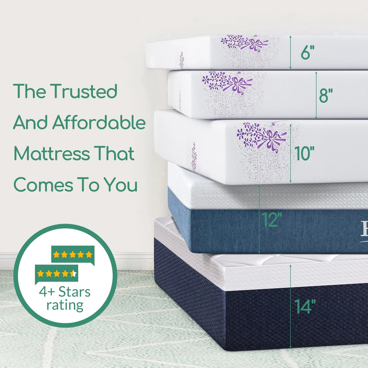 Mattress, 6 inch Gel Memory Foam Mattress in a Box for Bunk Bed, Trundle Bed,  Medium Feeling Bed Mattress for Pressure Relieving, Motion Isolation, Made in USA