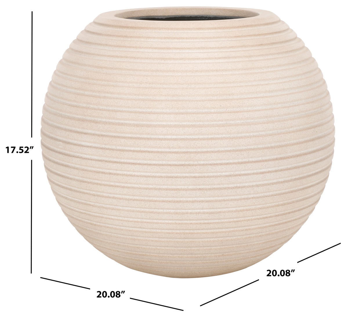 SAFAVIEH Mora 20" x 20" x 18" Round Black Ficonstone Solid Plant Pot