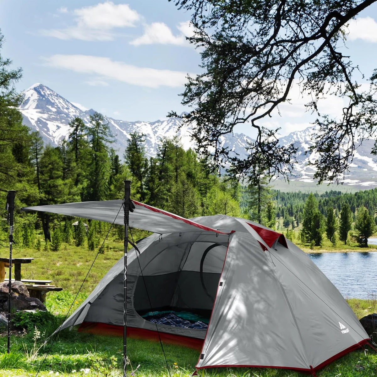 Camping Tent 2/3/4 Person, Professional Waterproof & Windproof Lightweight Backpacking Tent Suitable for Outdoor,Hiking,Camping, Mountaineering and Travel