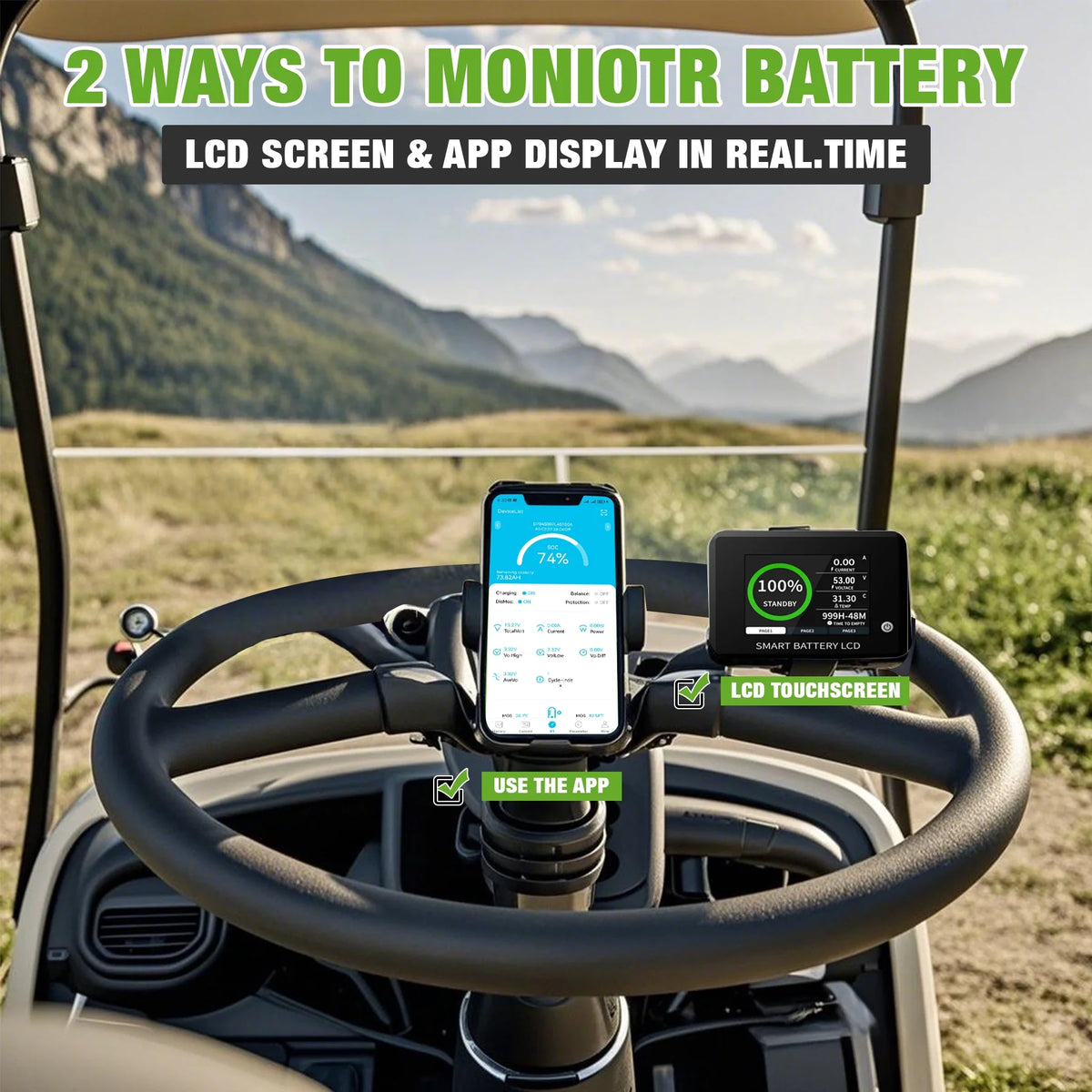 36V 100AH Golf Carts LiFePO4 Battery Bluetooth with Free APP Monitor,38.4V TCBWORTH for RV,Marine,Trolling Motor,Solar,Built in 200A BMS,7.68kW Output