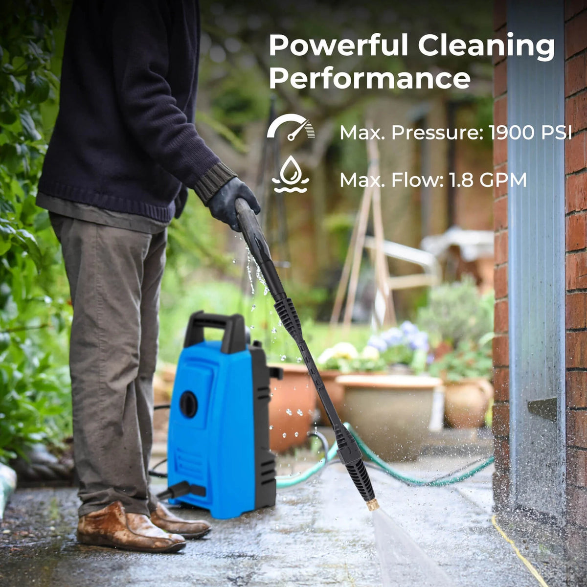 Ironmax Electric Pressure Washer with Wheels 5 Quick Connect Nozzles Soap Bottle spray gun