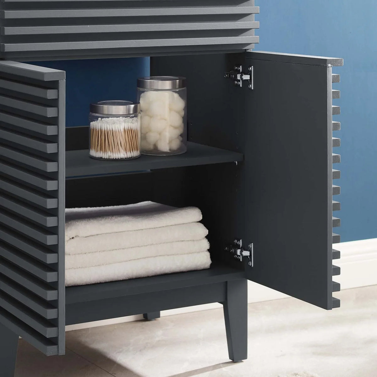 Vanity Cabinet (Sink not included), Black, Wood, Mid Century Hotel Bedroom Bathroom, Modern Contemporary HB33433