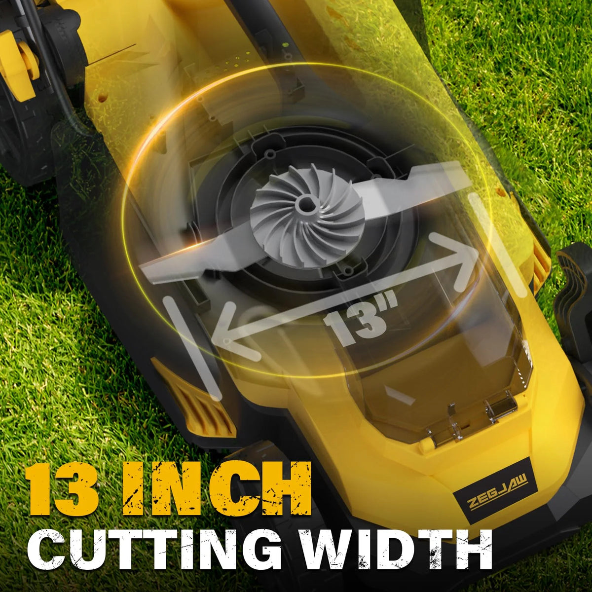 ZEGJAW Lawn Mower Cordless,13-Inch Electric Lawn Mower with 4.0Ah Battery and Charger, 2-in-1 Electric Mower with 5-Position Height Adjustment