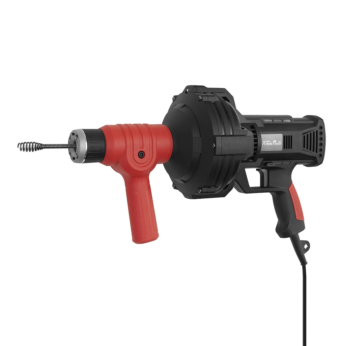 XtremepowerUS Auto Feed Drain Auger Snake - Handheld, 25 Ft, 3/4"-2" Pipes, Red/Black