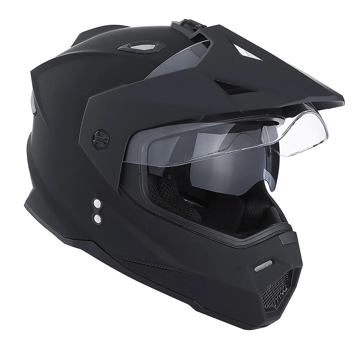1Storm Youth Kids Dual Sport Dual Visor Motorcycle Motocross Off Road Full Face Helmet: HF802Youth Matt Black + Motorcycle Bluetooth Headset