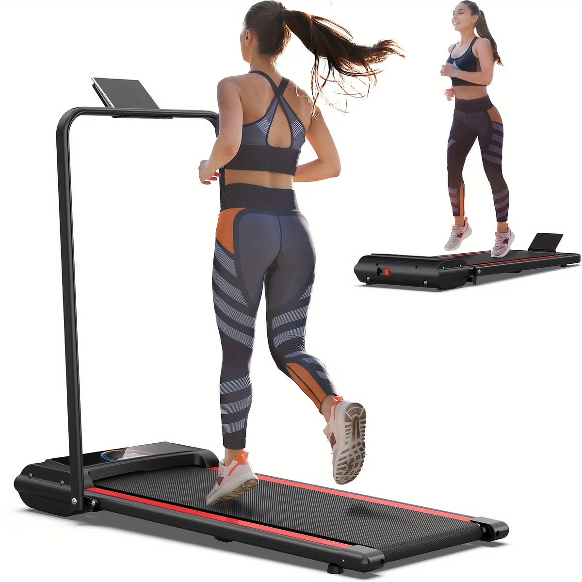 [TREADMILL CLEARANCE] FYC 2.5HP Folding Treadmill with Adjustable Height Desk & Incline - Compact Electric Treadmill Bluetooth Speaker for Running Walking Foldable Portable  (Silver)