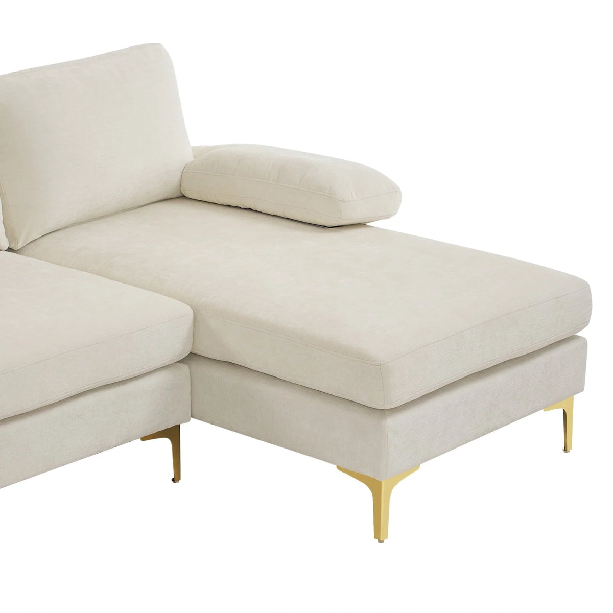 Zimtown Convertible Sectional Sofa,U Shaped Couch with Double Reversible Chaise, Chenille Fabric Fabric Sectional Couch with Metal Feet Beige