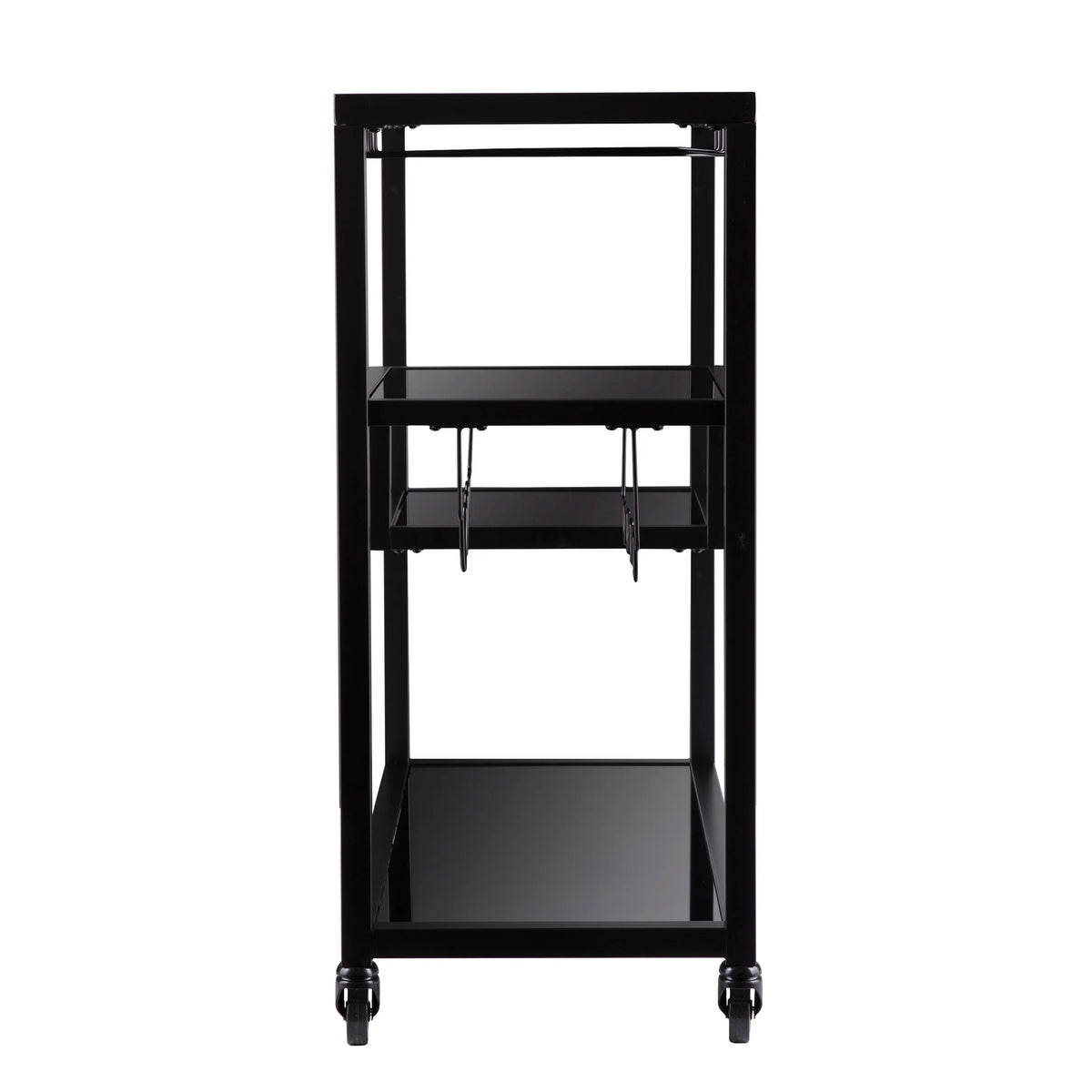 Holly & Martin Zephs indoor Bar Cart - Gunmetal Gray with Black Glass 40 x 37.5