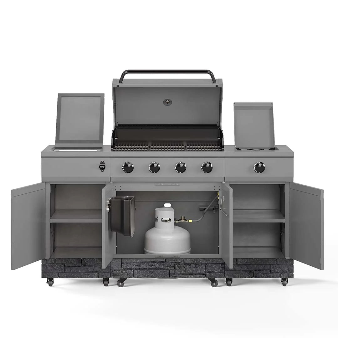 TYTUS 4-Burner Fresno Series Gunmetal Gray + Graphite Stone Island Grill