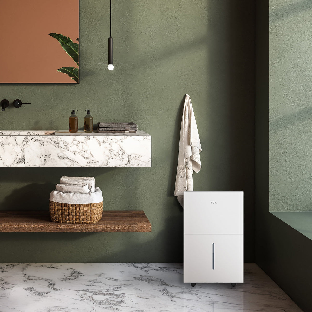 TCL 50 pt 4,500 sq ft Smart Dehumidifier with Pump White - Energy Star 2024, Works with Alexa/Google Assistant