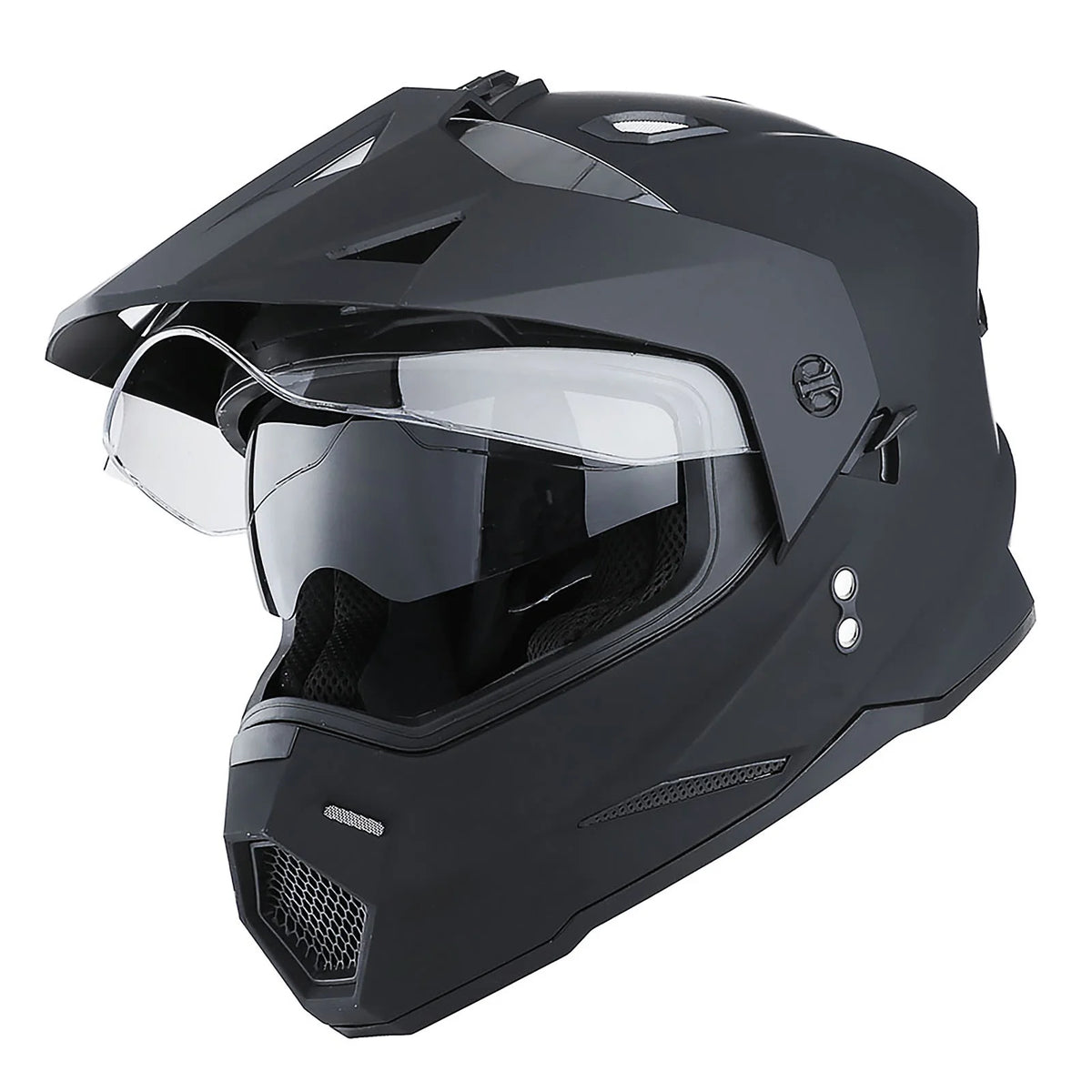 1Storm Youth Kids Dual Sport Dual Visor Motorcycle Motocross Off Road Full Face Helmet: HF802Youth Matt Black + Motorcycle Bluetooth Headset