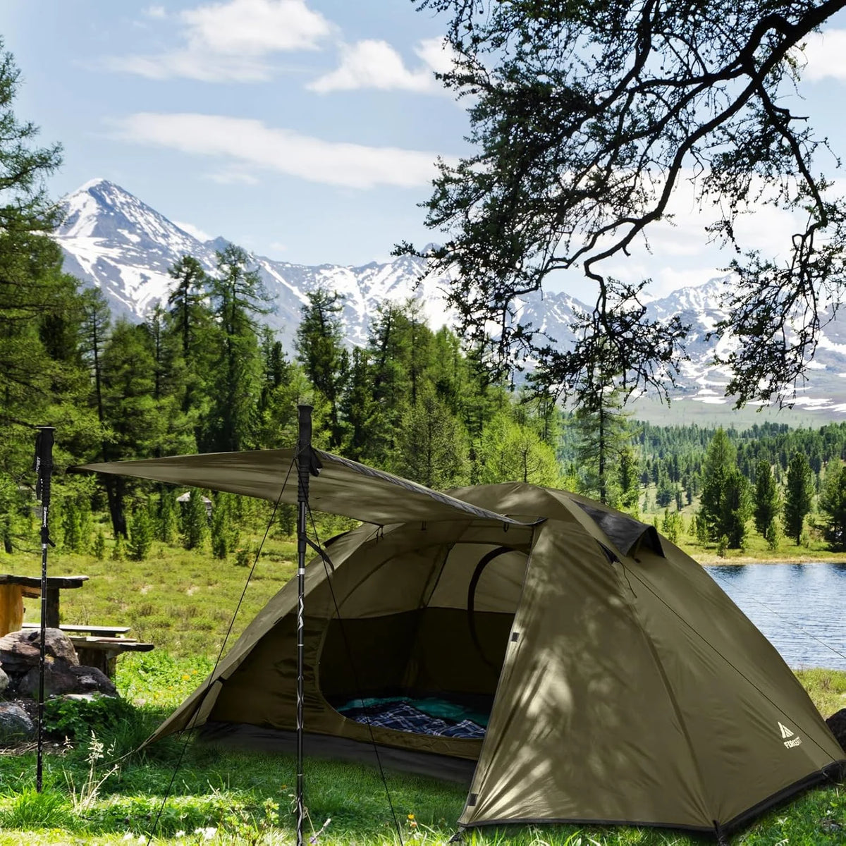 Camping Tent 2/3/4 Person, Professional Waterproof & Windproof Lightweight Backpacking Tent Suitable for Outdoor,Hiking,Camping, Mountaineering and Travel