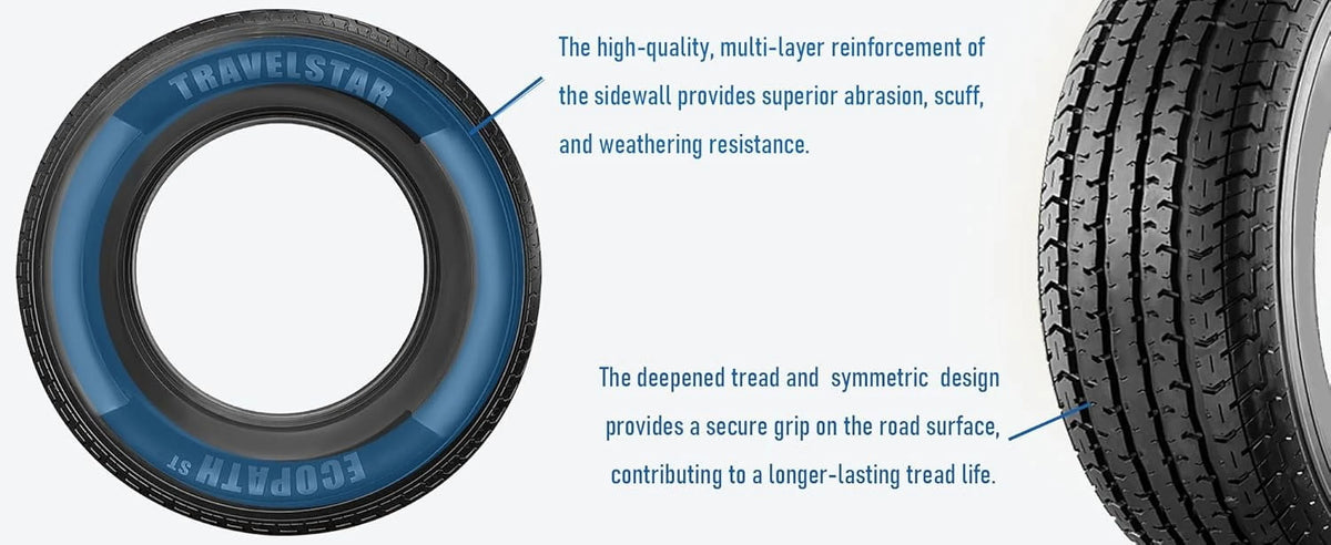 Travelstar Ecopath ST ST235/85R16 12 Ply 128M Load F Radial Trailer Tire - ST 235/85/16,Set of 2(Tire Only)