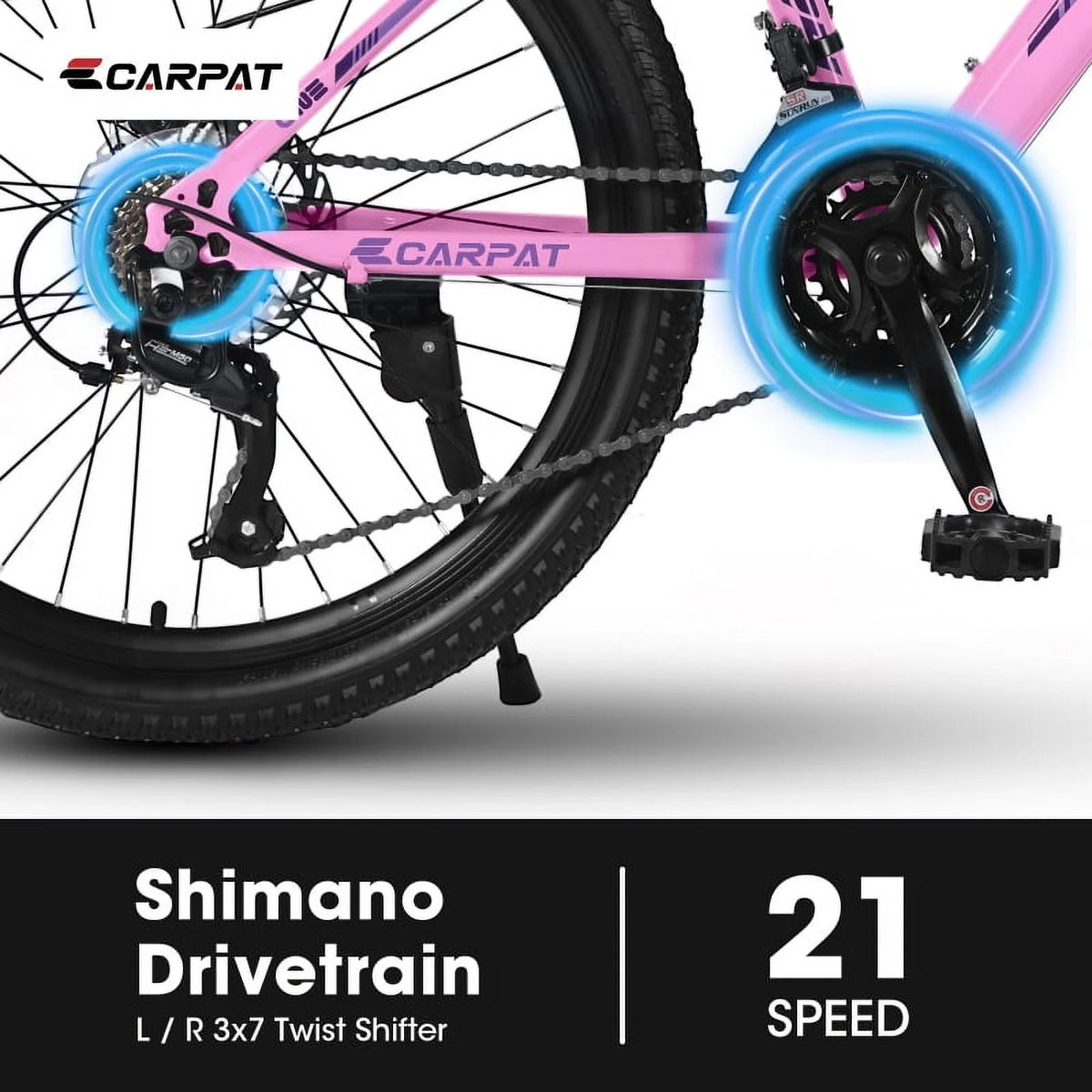 26" Mountain Bike for Females - Shimano 21 Speeds Dual Disc Brakes & 100mm Front Suspension
