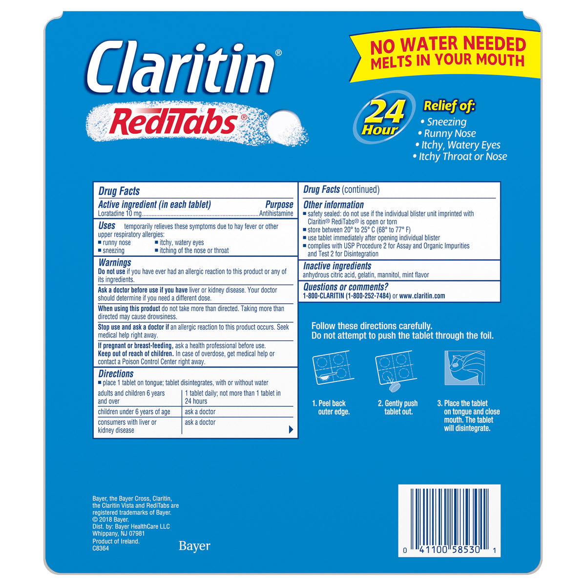 Claritin RediTabs 10 mg 24 Hour Non-Drowsy, 70 Disintegrating Tablets