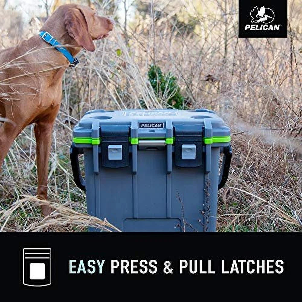 Pelican 20QT Elite Cooler Dark Grey/Green  15 Can or 4 Wine Bottle Capacity with Ice  2 Day Ice Retention  Guaranteed for Life