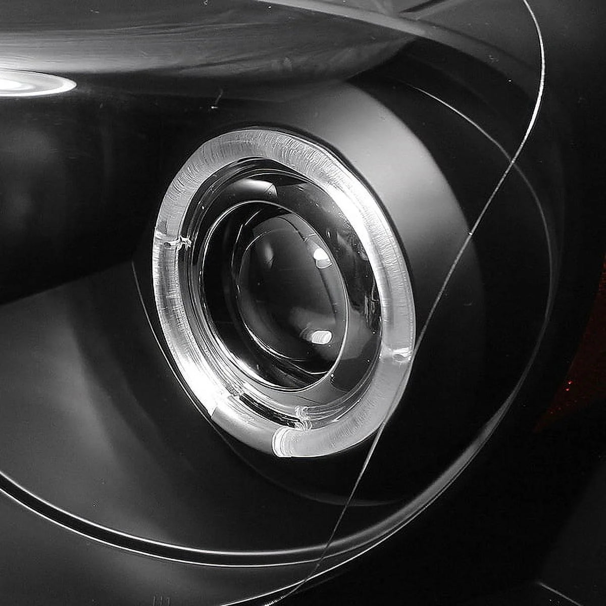 AKKON - For Dodge 07-08 Ram 1500 |2009 2500 3500 Black Dual Halo Projector LED Headlights+ Dark Red Tail Lights