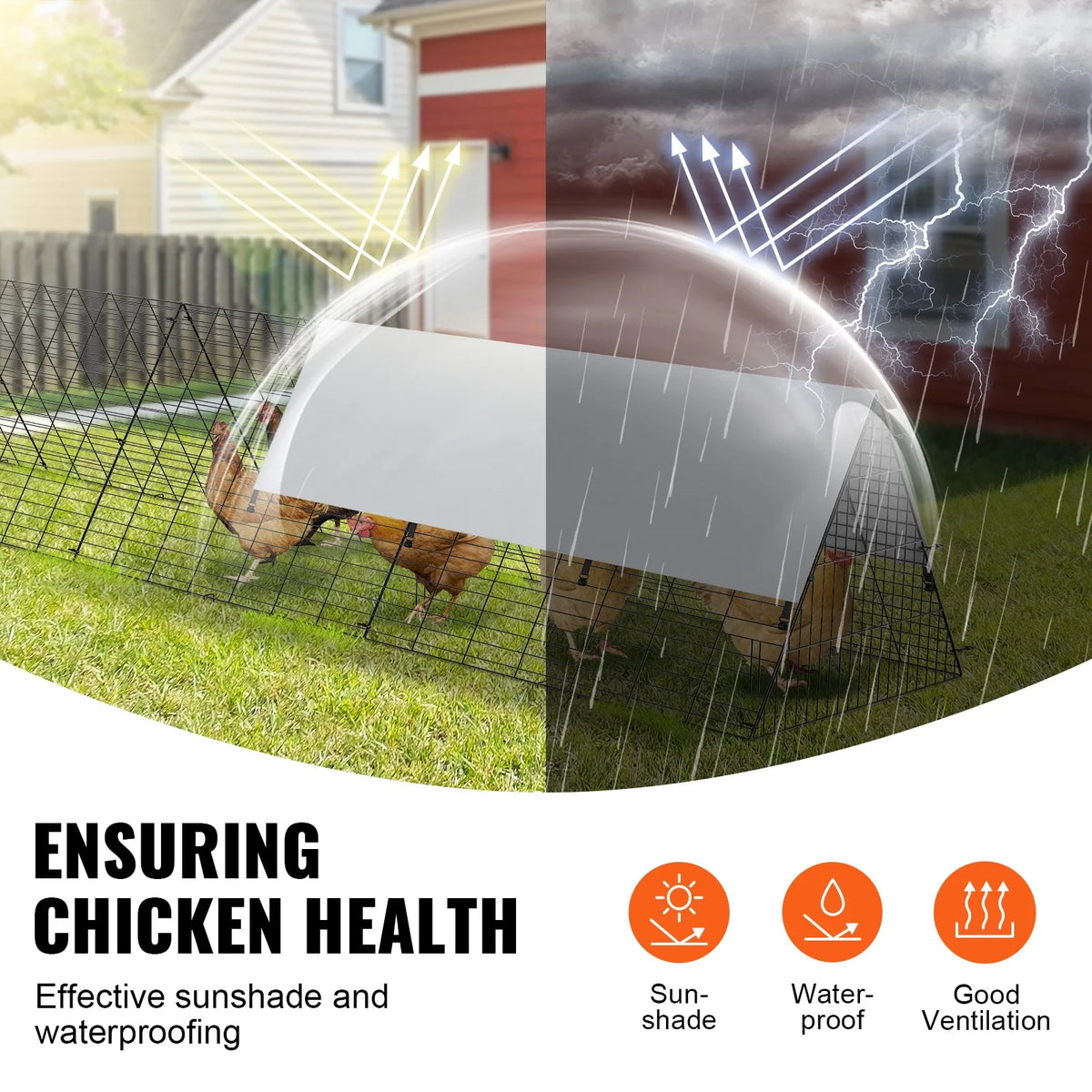 KFFKFF 157.5x39.4x24.2 Inch Chicken Tunnel Portable Outdoor Chicken Tunnel