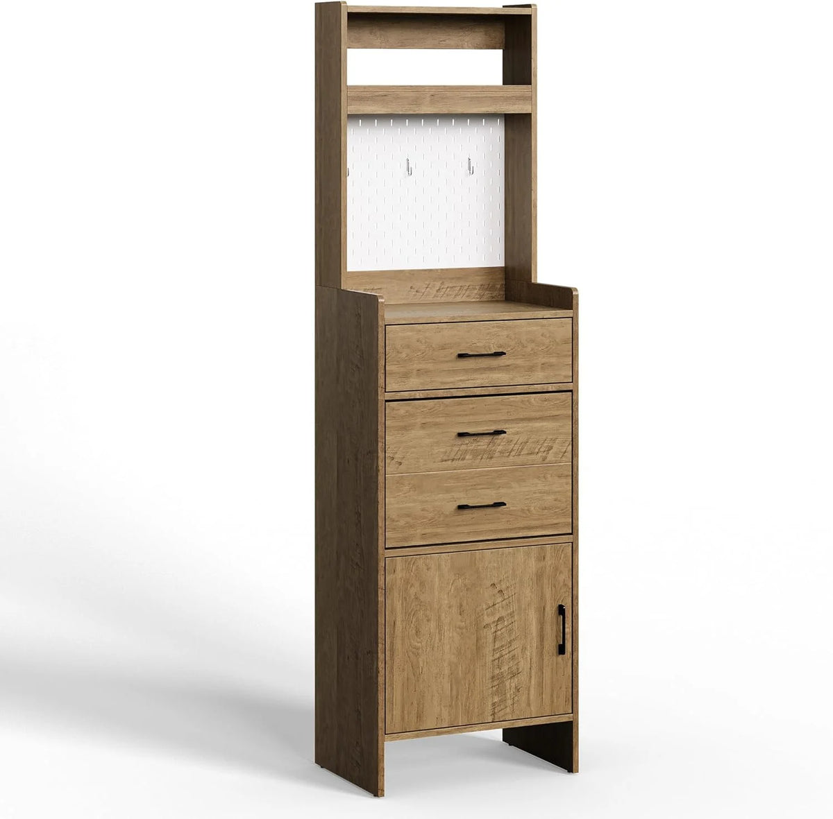 Royalcraft 5-in-1 Shoe Cabinet with Flip Drawer, Entryway Shoe Storage with Pegboard, Adjustable Shelf, Wood Entryway Cabinet, Brown