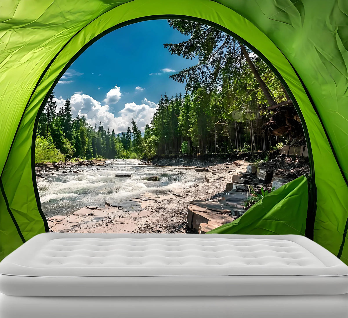 Liyufly 19in Queen Air Mattress, Inflatable Airbed with Pump for Guest Home Camping Travel, 661lb Max,Coffee