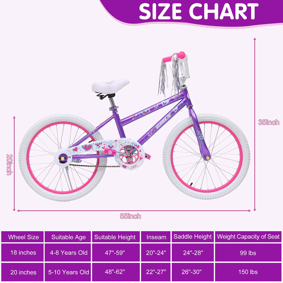HONGGE 20 in. Girl Kids Bike for Girls Ages 5-12 Years, Blue
