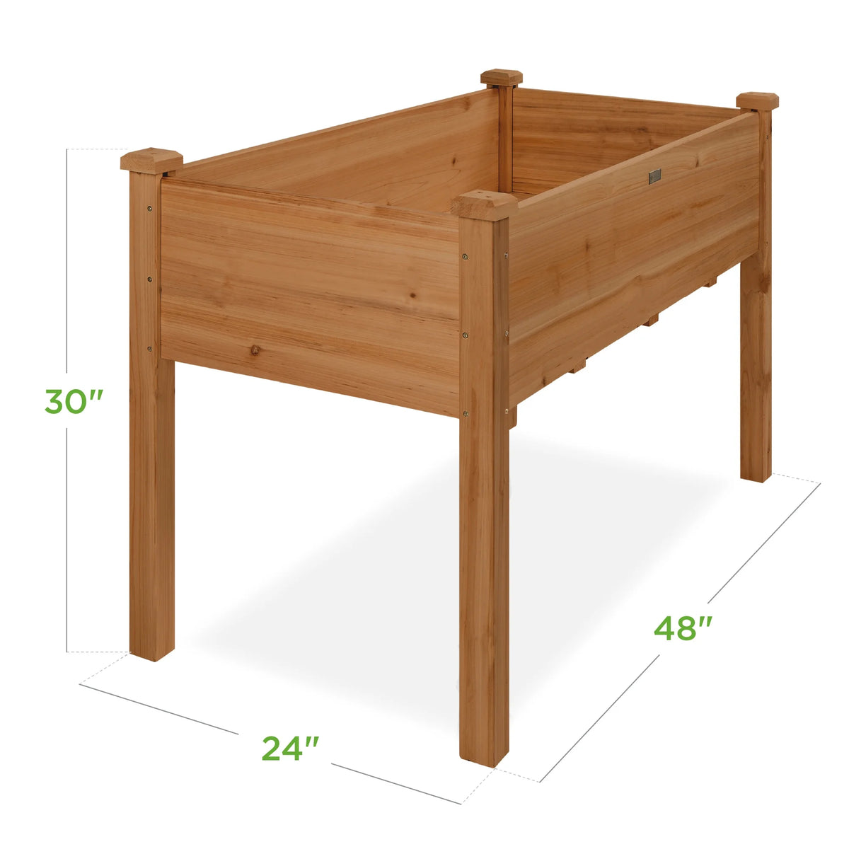 Best Choice Products 48x24x30in Raised Garden Bed, Elevated Wooden Planter for Yard w/ Foot Caps, Liner - Natural