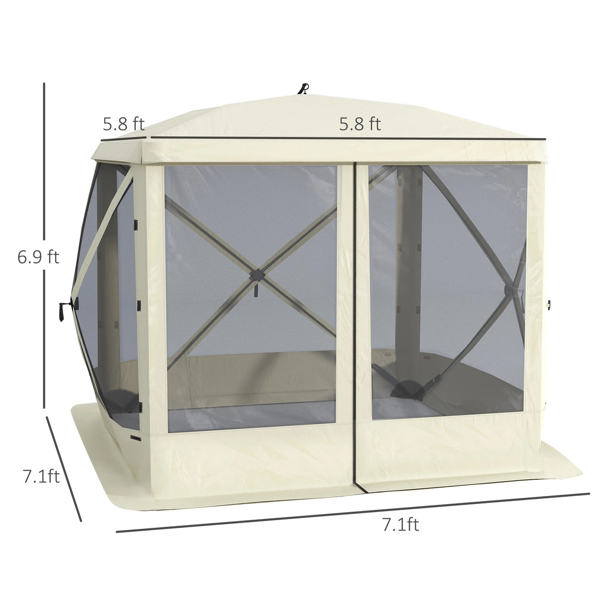 Outsunny Pop Up Camping Canopy Gazebo Screen Shelter Tent with Single Person Easy Set-Up, Ventilating Mesh, Portable Carry Bag for Outdoor Camping Party Event, 7x7FT, Green
