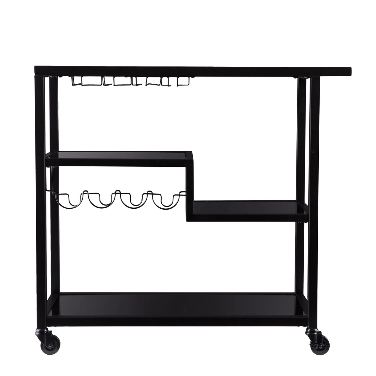 Holly & Martin Zephs indoor Bar Cart - Gunmetal Gray with Black Glass 40 x 37.5