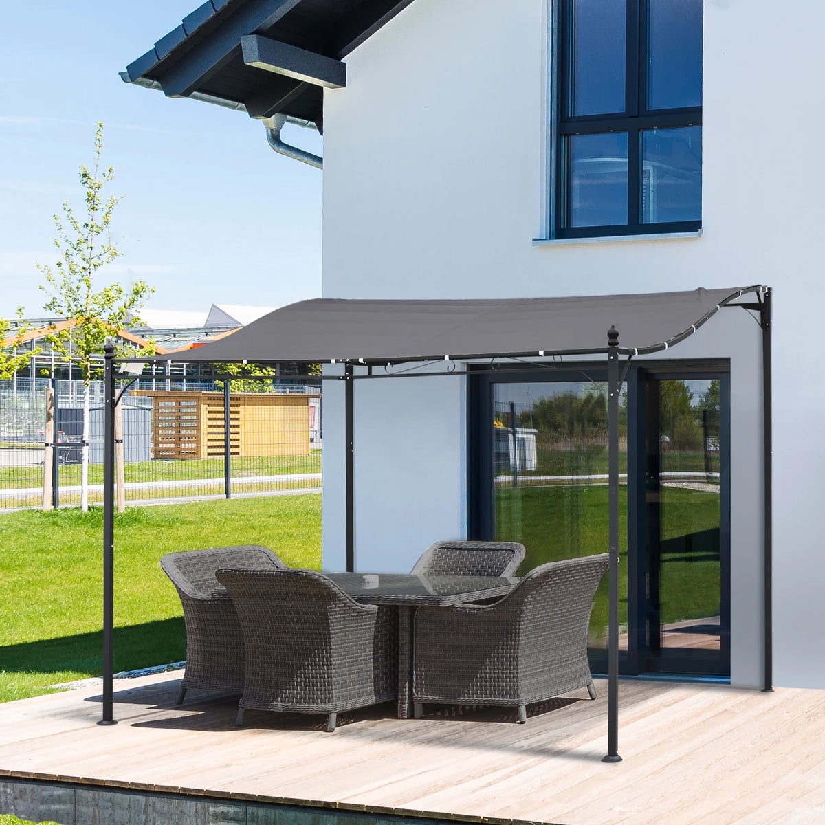 CoSoTower 10' X 10' Steel Outdoor Pergola Gazebo, Patio Canopy with Weather-Resistant Fabric and Drainage Holes for Backyard Pool Deck Garden, Gray
