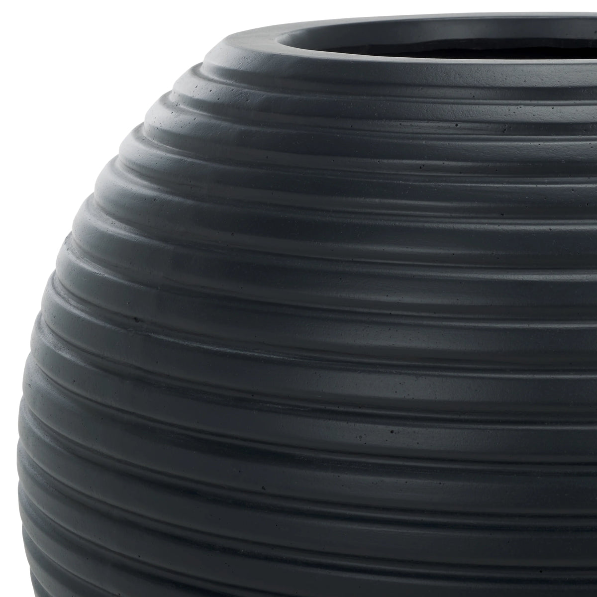 SAFAVIEH Mora 20" x 20" x 18" Round Black Ficonstone Solid Plant Pot