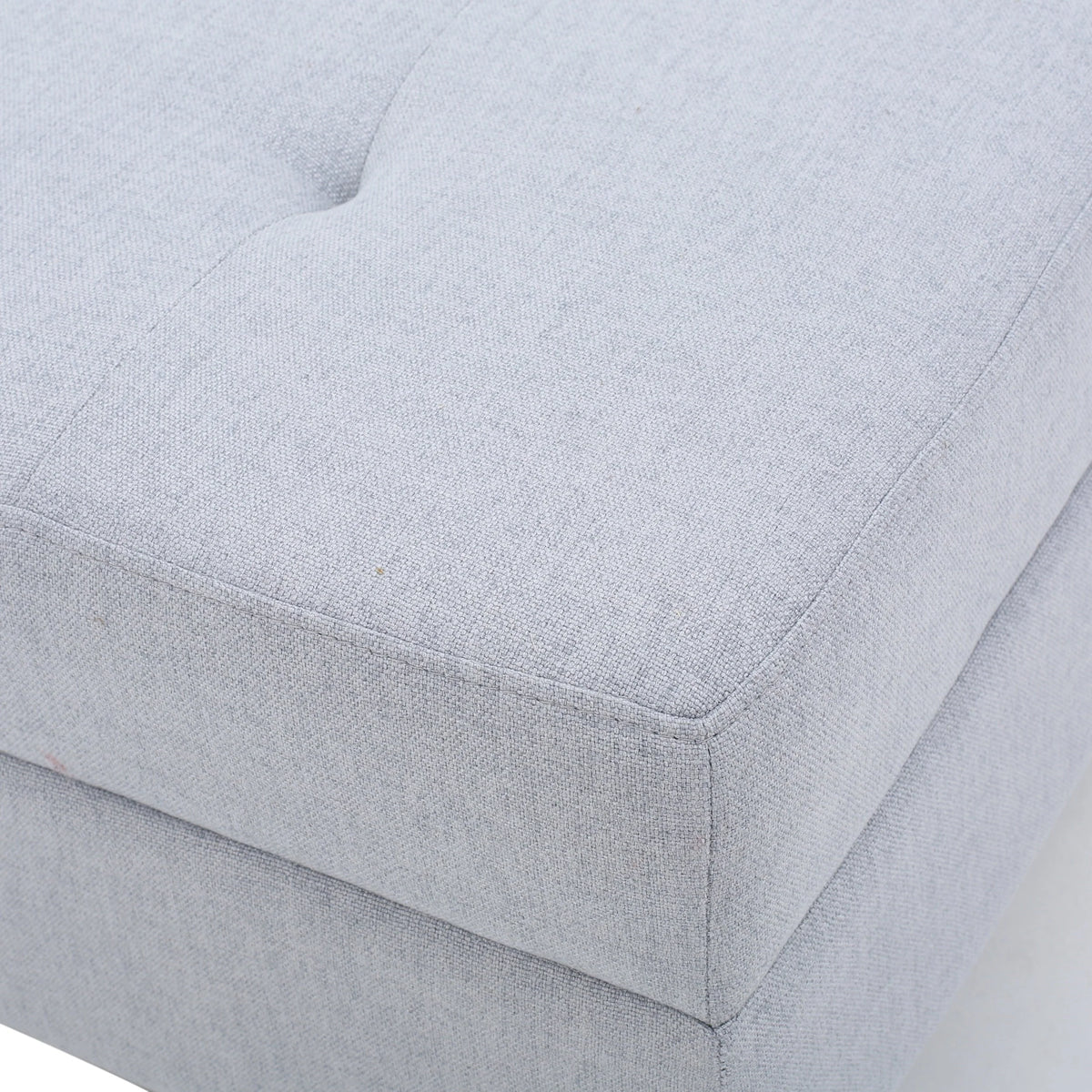 Noble House Aaron Rectangular Tufted Ottoman, Light Grey
