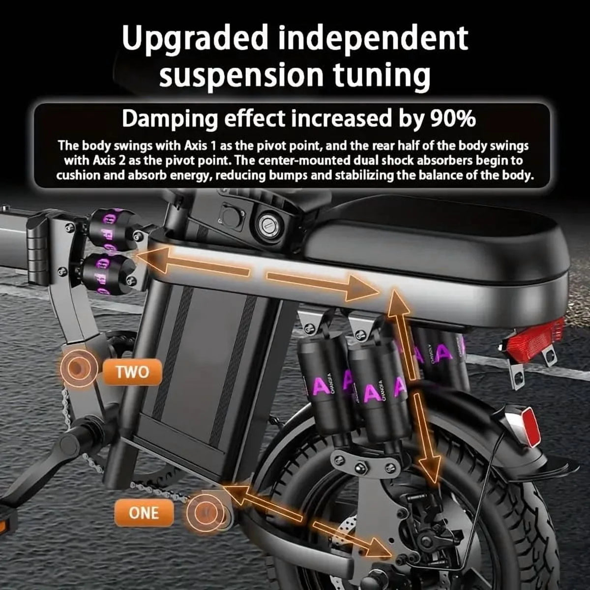 Folding Electric Bike for Adults,500W 20MPH 32Miles Long Range,48V 15AH Removable Battery,14" Small City Commuting E-bike with Full Suspension, LCD Display