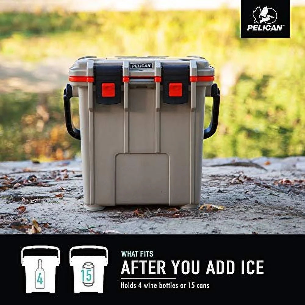 Pelican 20QT Elite Cooler Dark Grey/Green  15 Can or 4 Wine Bottle Capacity with Ice  2 Day Ice Retention  Guaranteed for Life
