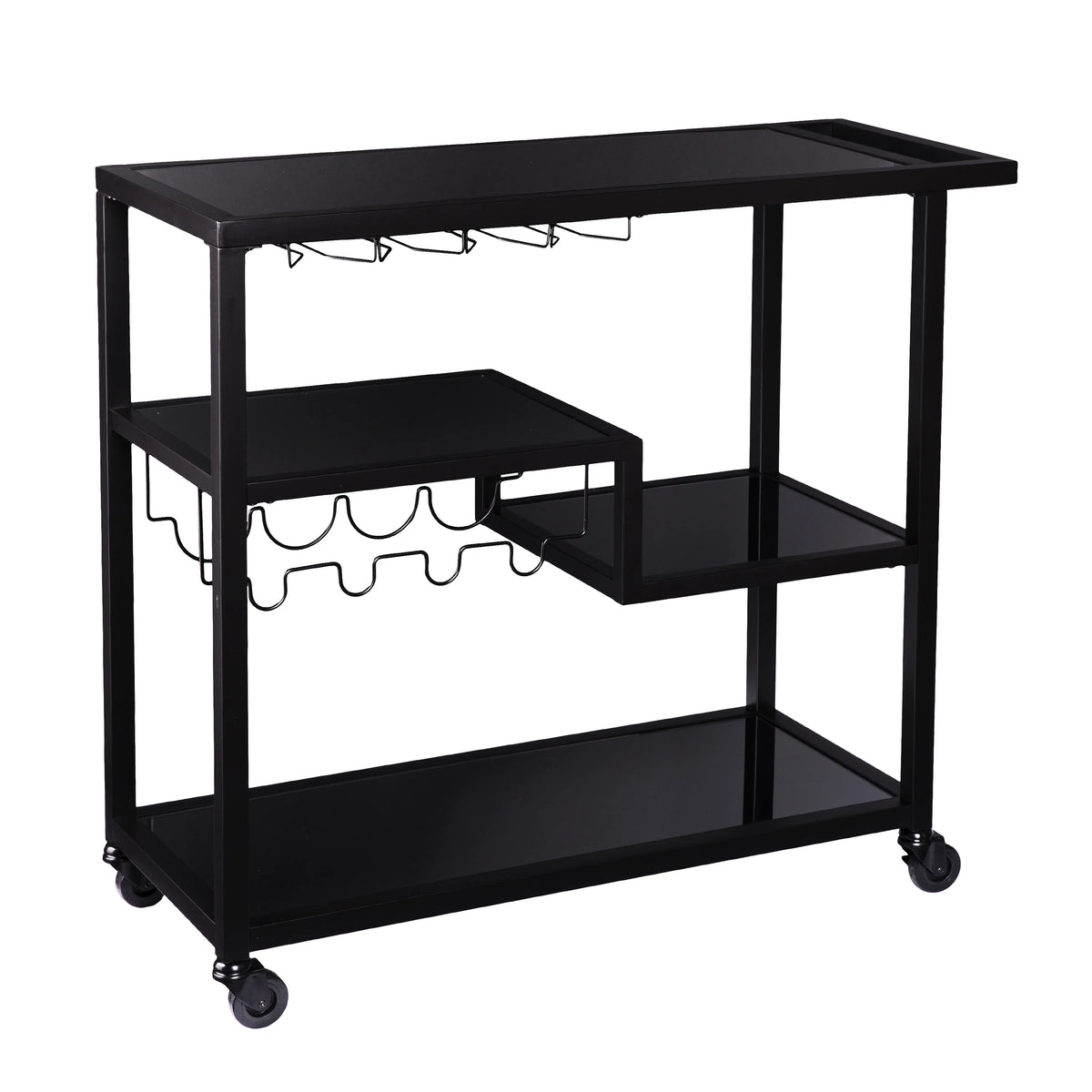 Holly & Martin Zephs indoor Bar Cart - Gunmetal Gray with Black Glass 40 x 37.5