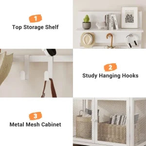 Hall Tree with Doors White 72.8in Coat Rack Shoe Storage Narrow Coat Tree Shoe Shelf Organizer with 7 Hooks for Entryway Bedroom and Mudroom
