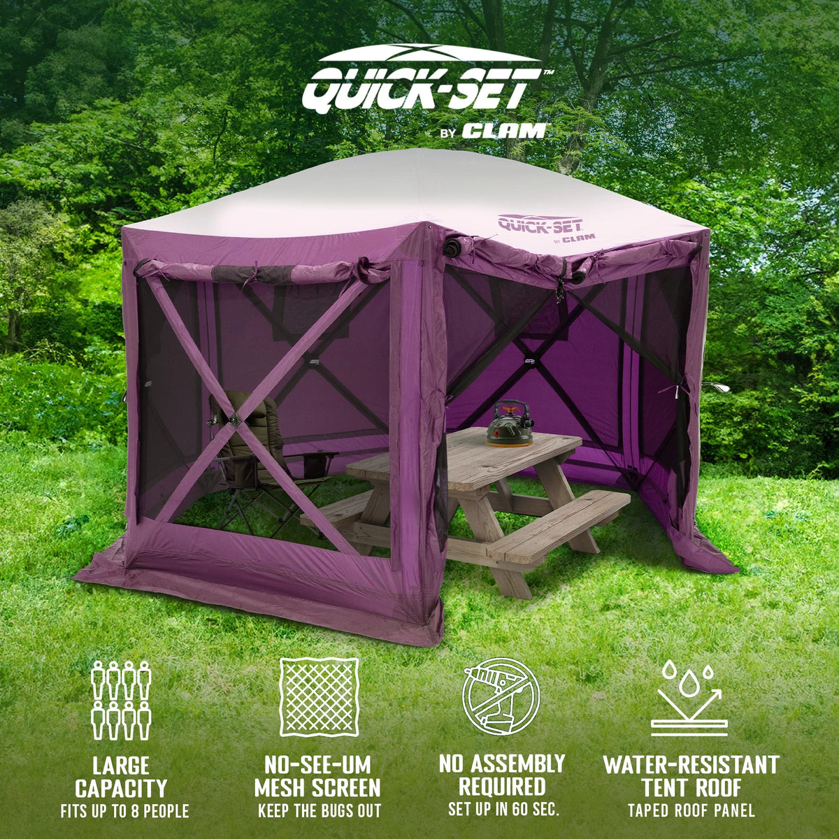 Clam Quick Set Pavilion Portable Camping Outdoor Gazebo Canopy Screen