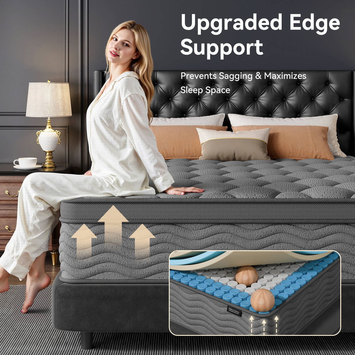 Madevos Queen Mattress 10 inch, Hybrid Mattress in a Box, Memory Foam and Individual Pocket Springs, Pressure Relief, Medium Firm