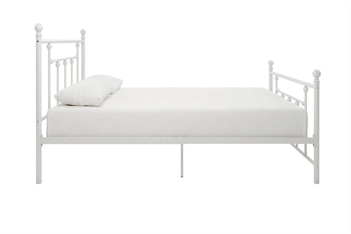 DHP Manila Metal Platform Bed with Adjustable Height, Full, White