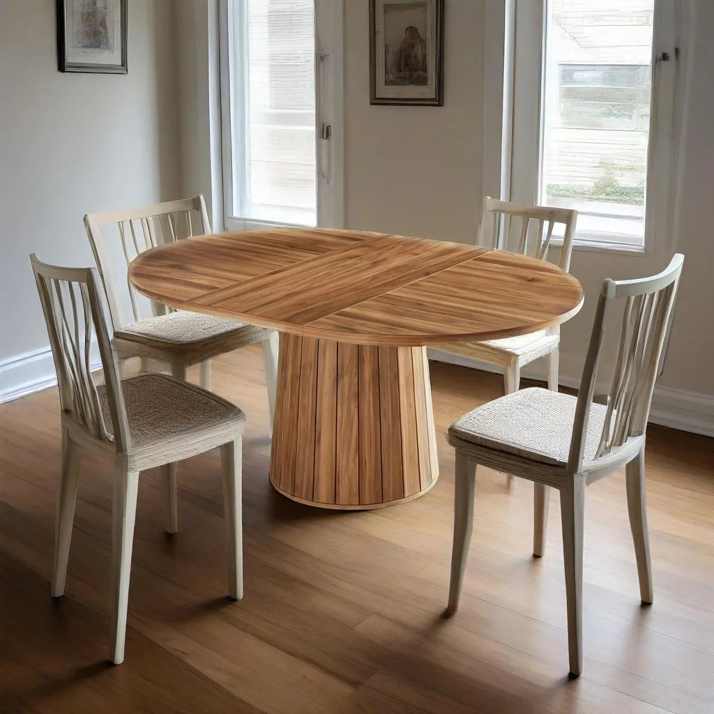 Topcobe 55" Dining Table, Wood Oval Kitchen Dinner Tables, Modern Kitchen Table, Pedestal Dining Table, Kitchen & Dining Room Furniture