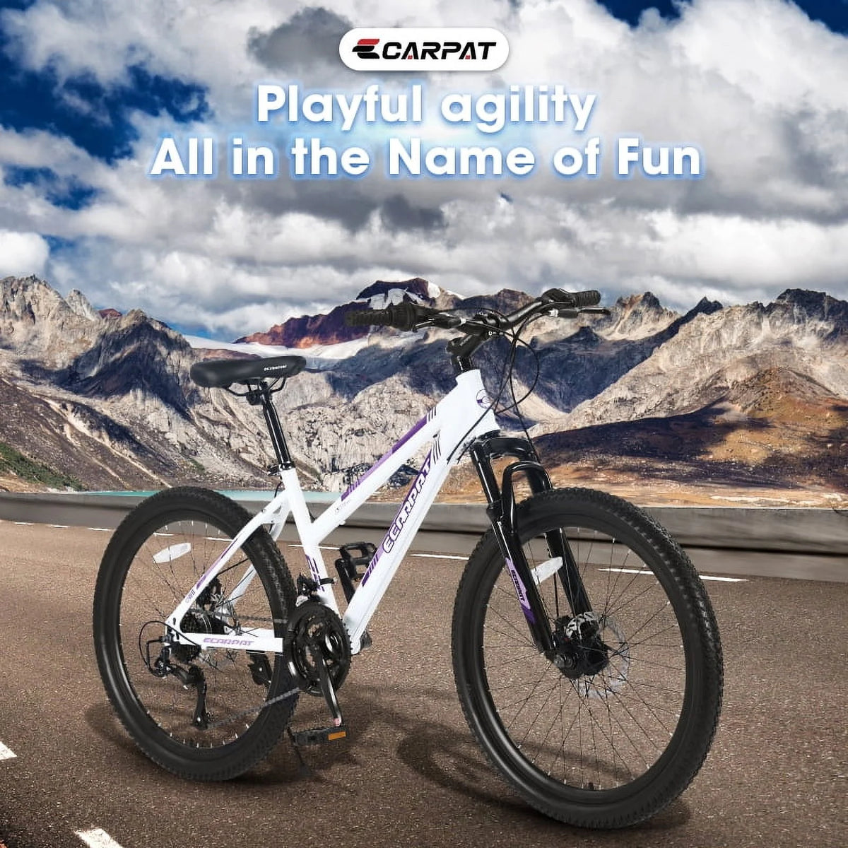 26" Mountain Bike for Females - Shimano 21 Speeds Dual Disc Brakes & 100mm Front Suspension