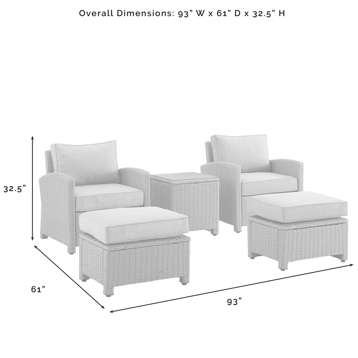 Bradenton 5Pc Outdoor Wicker Chair Set