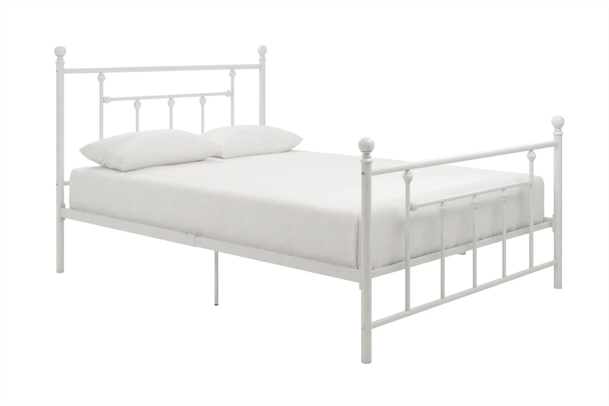 DHP Manila Metal Platform Bed with Adjustable Height, Full, White