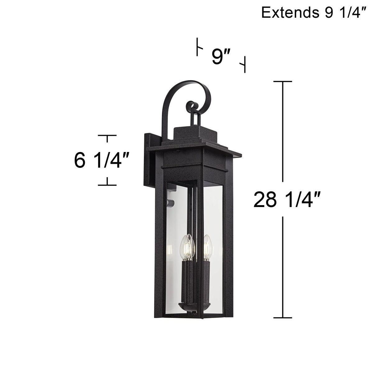 Franklin Iron Works Bransford 28 1/4" High Farmhouse Rustic Outdoor Wall Light Fixture Mount Porch House Scroll Black-Specked Gray
