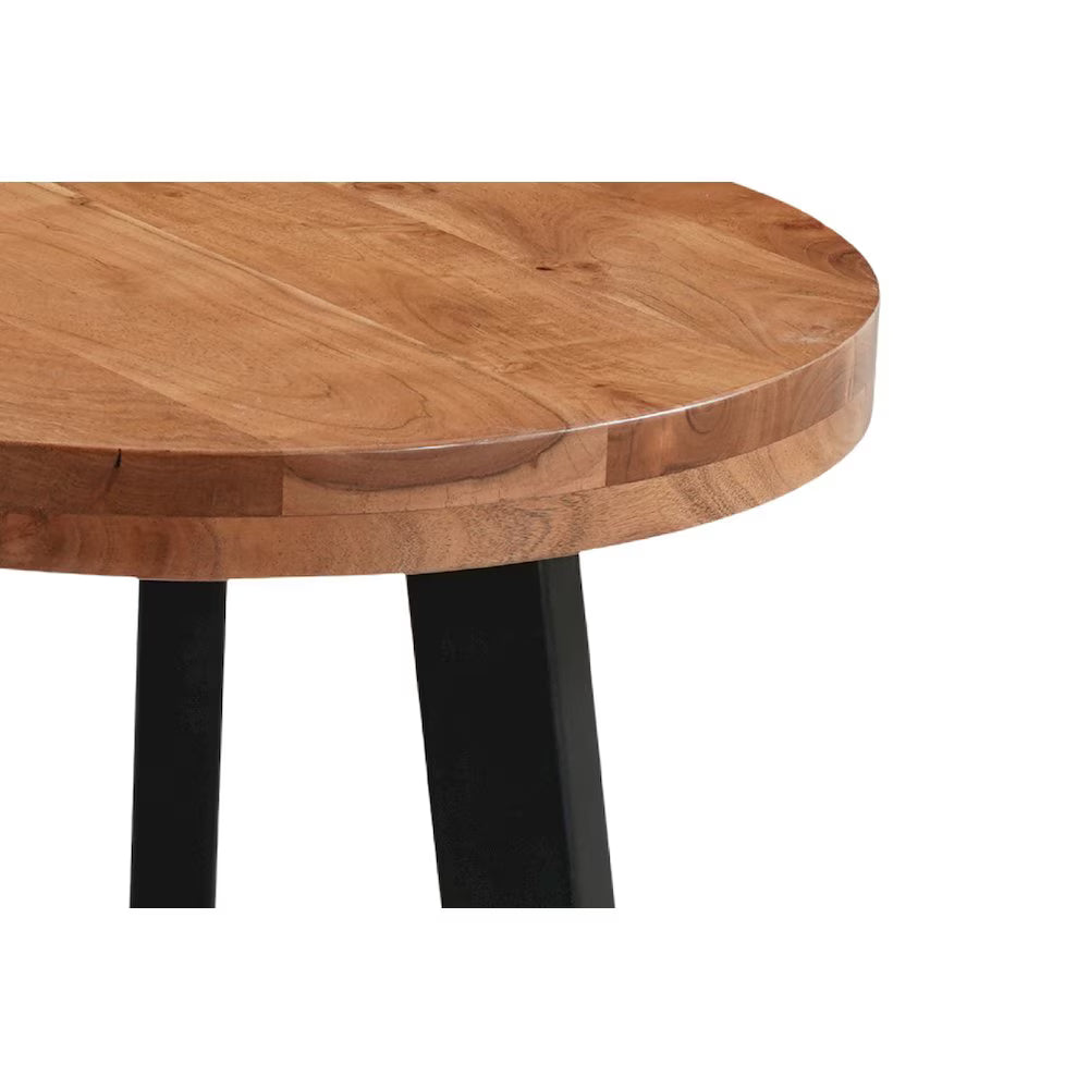 Taran Designs Renith Round Solid Wood End Table, Brown