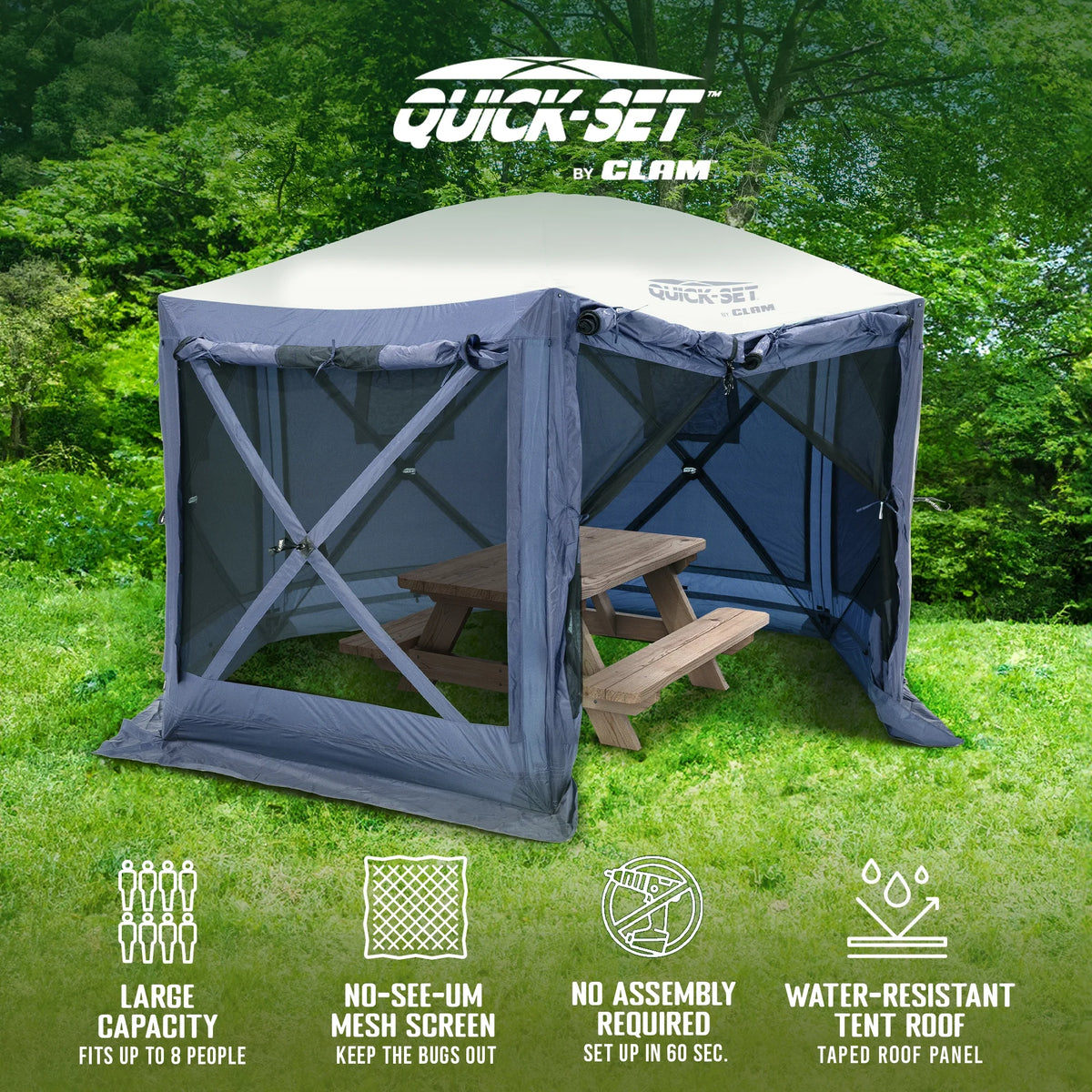 Clam Quick Set Pavilion Portable Camping Outdoor Gazebo Canopy Screen